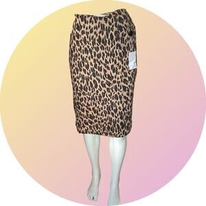 Spiegel Catalog Vintage 90s Leopard Brown Pencil Knit Skirt NEW L 10